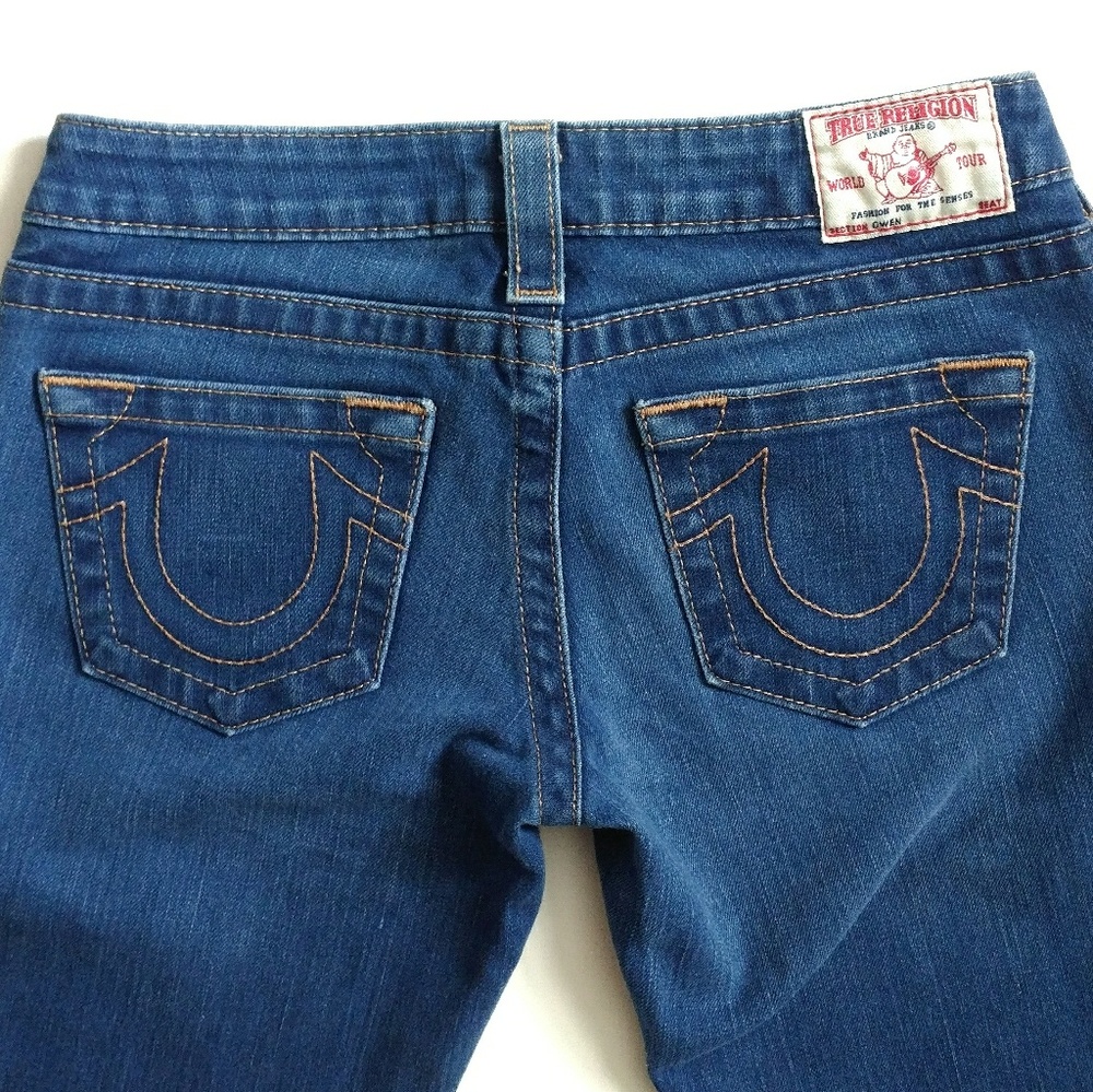True Religion Gwen Skinny Jeans Ankle Zip Medium Blue Wash Women's Size 25